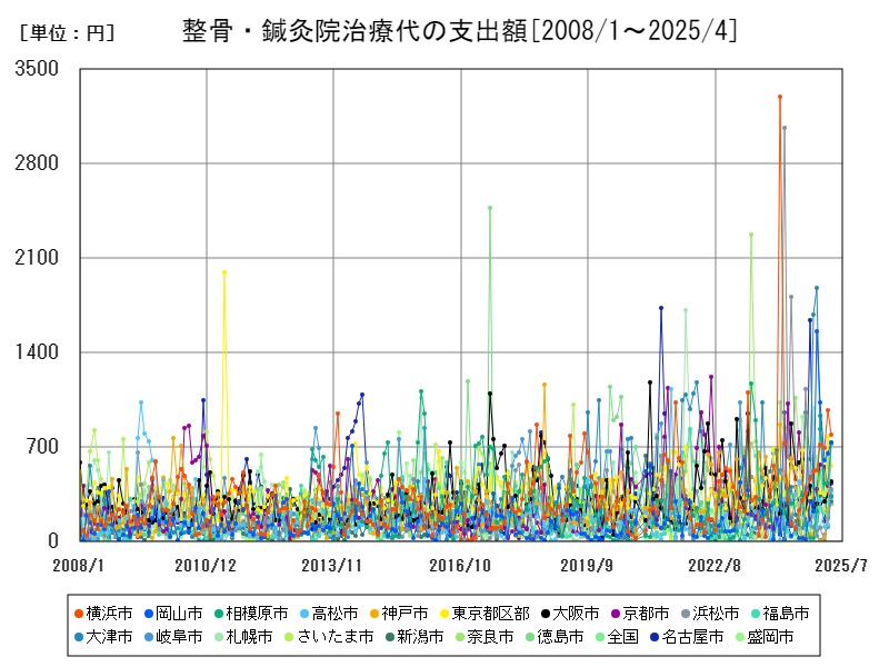 整骨・鍼灸院治療代の支出額