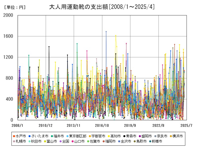 大人用運動靴の支出額