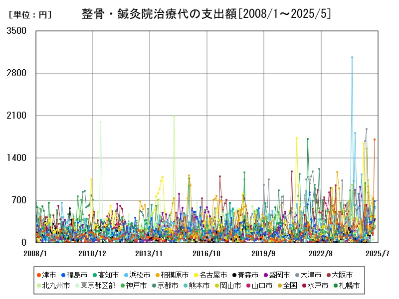 整骨・鍼灸院治療代の支出額