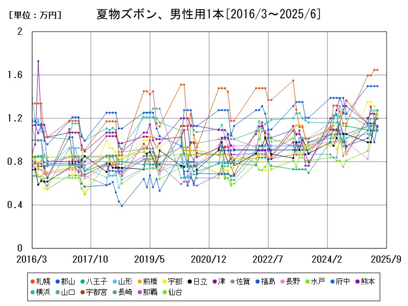 夏物ズボン、男性用1本