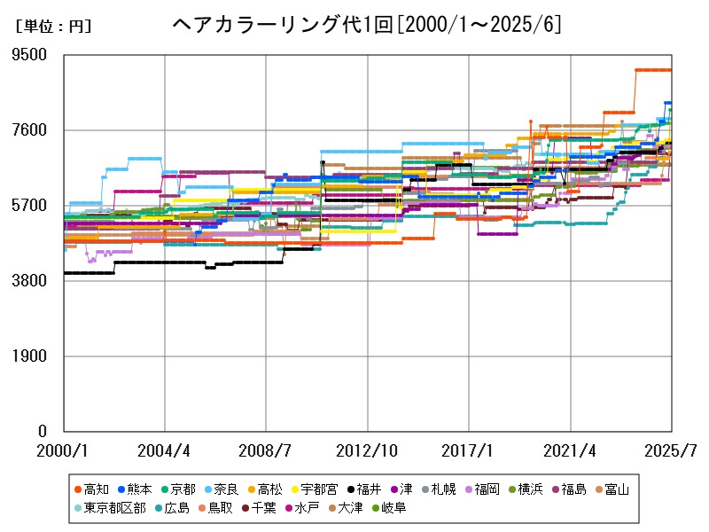 ヘアカラーリング代1回