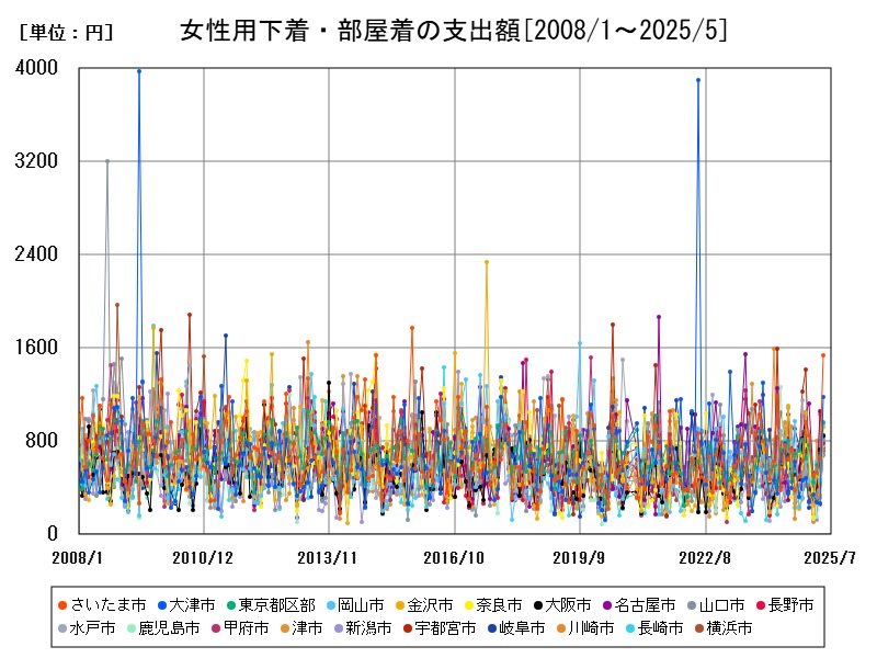 女性用下着・部屋着の支出額