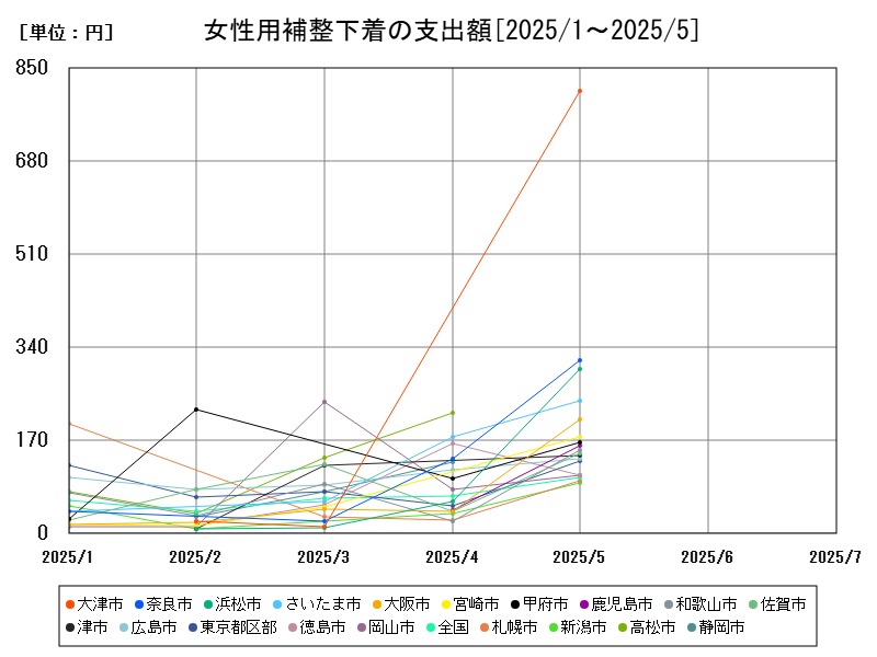 女性用補整下着の支出額
