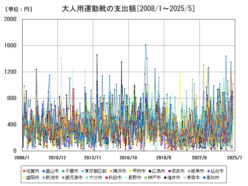 大人用運動靴の支出額
