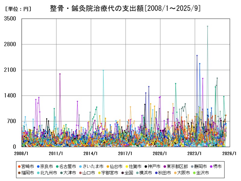 整骨・鍼灸院治療代の支出額