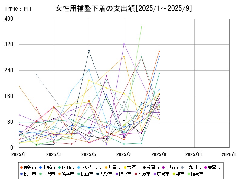 女性用補整下着の支出額